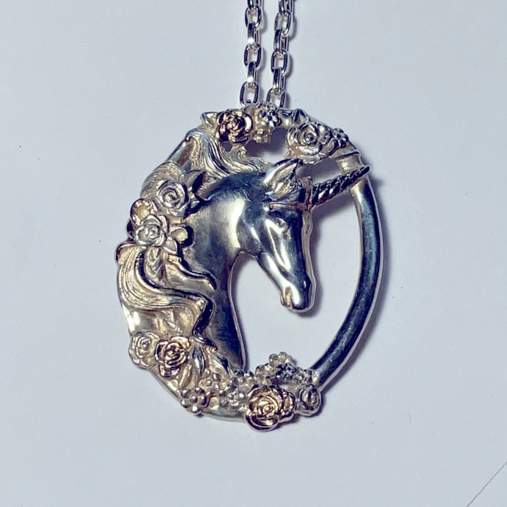 Sterling Gorham Unicorn Pendant Necklace - Picture 2 of 8